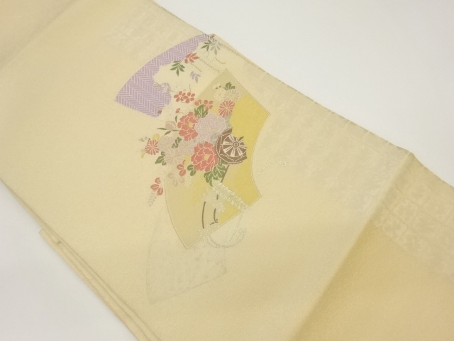 JAPANESE KIMONO / VINTAGE NAGOYA OBI / WOVEN FLORAL CART